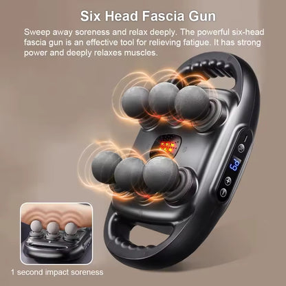 Professional Fascia Massage Gun with 6 Attachments – Deep Tissue Relief